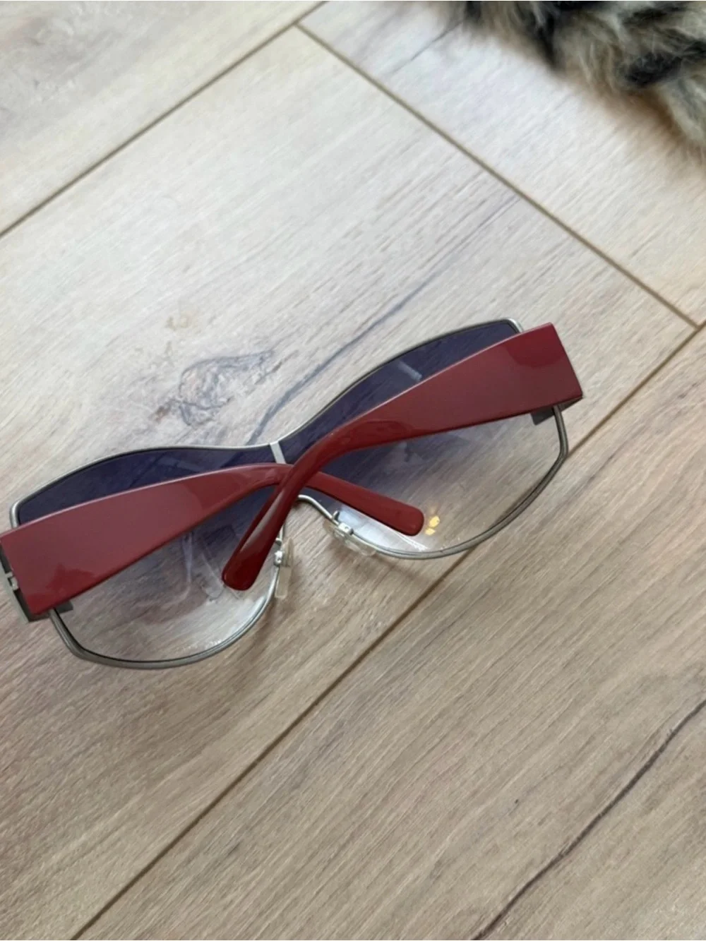CHANEL Y2K Shield Sunglasses silver detail blue gradient vintage